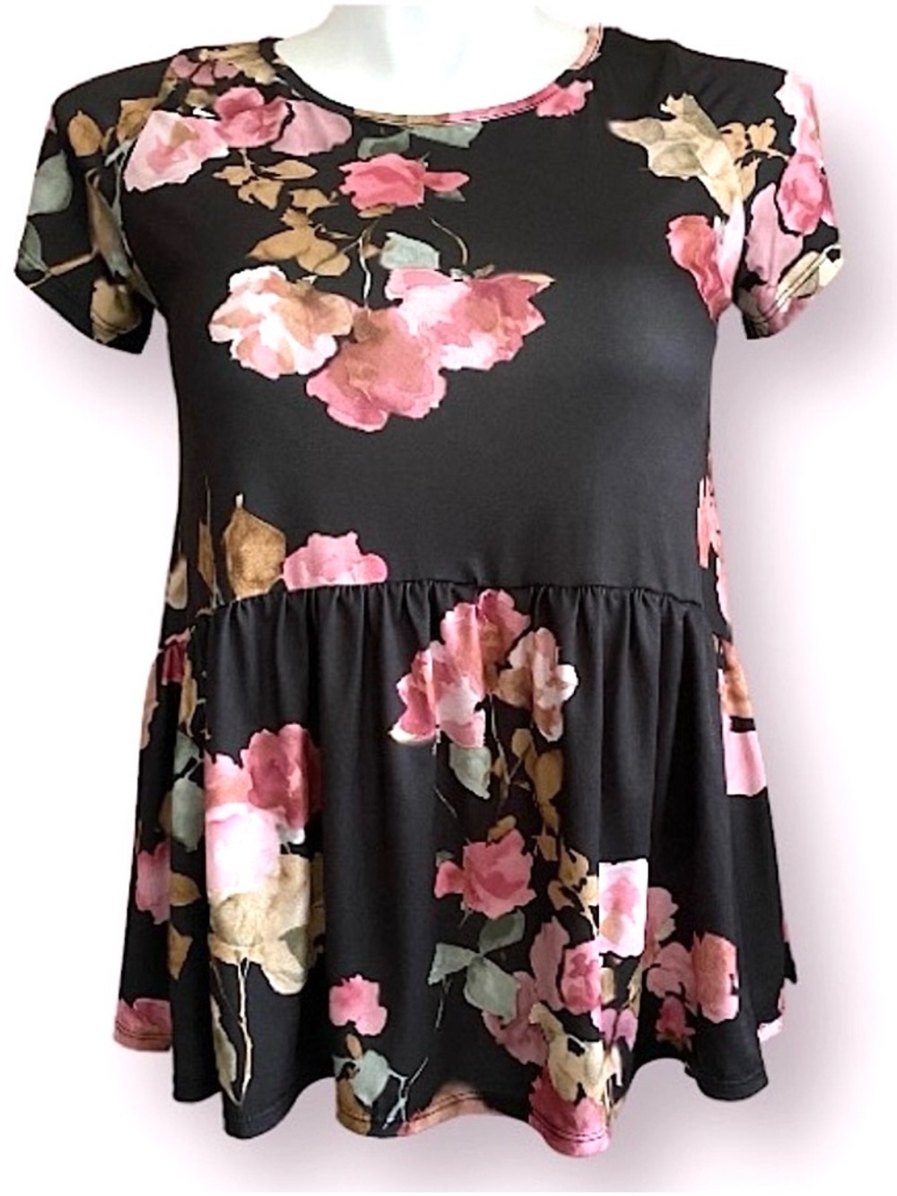 ee:some floral peplum tunic top Sz.M